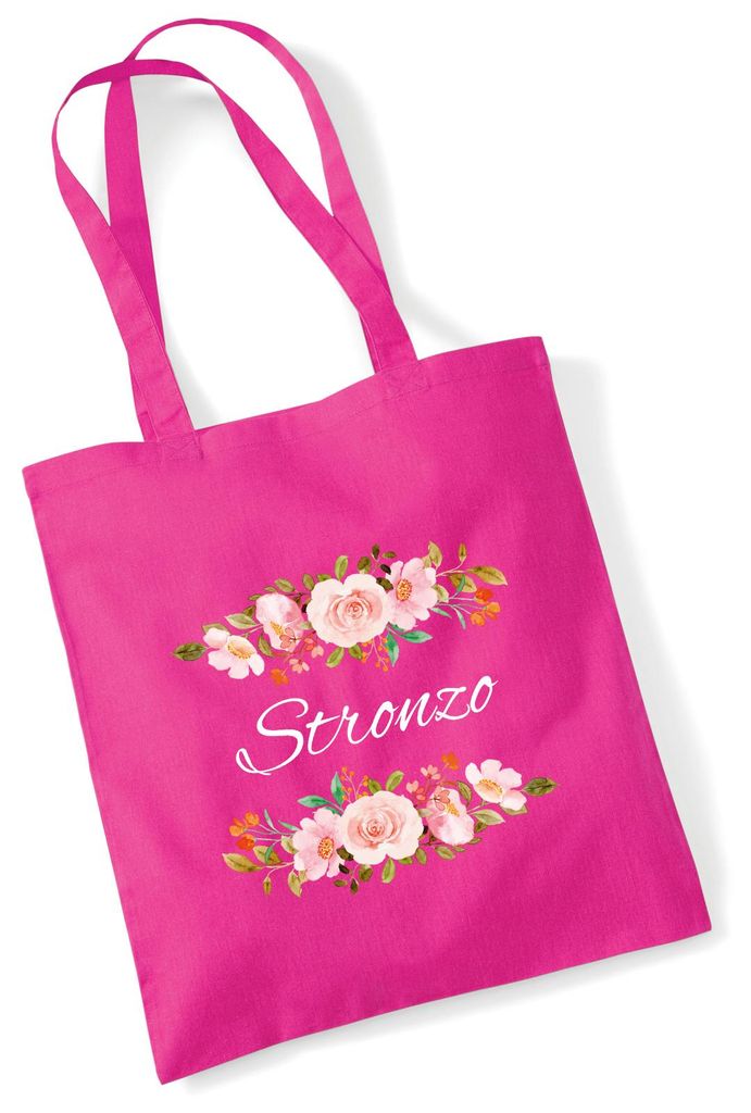 Huuraa Jutebeutel Stronzo italienisch Blumen 10 Liter Fuchsia Baumwolle Tasche Geschenkidee