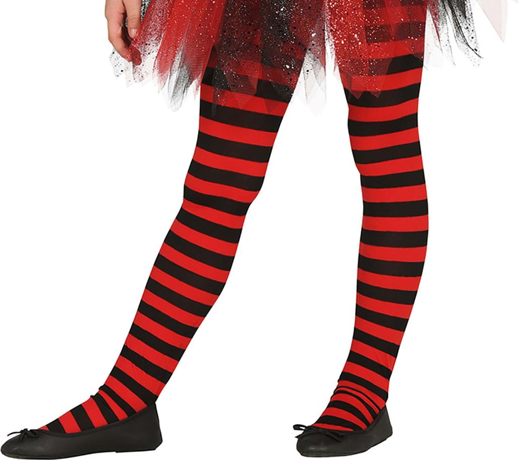 Marienkäfer-Strumpfhose, rot/schwarz gestreift, 5-9 Jahre Produktbild 