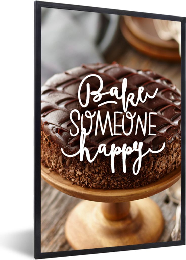 MuchoWow Gerahmtes Poster Sprichwörter - 'Jemanden glücklich backen' - Zitate 20x30 cm - Poster mit Schwarzem Bilderrahmen Wandposter Rahmen Fo...