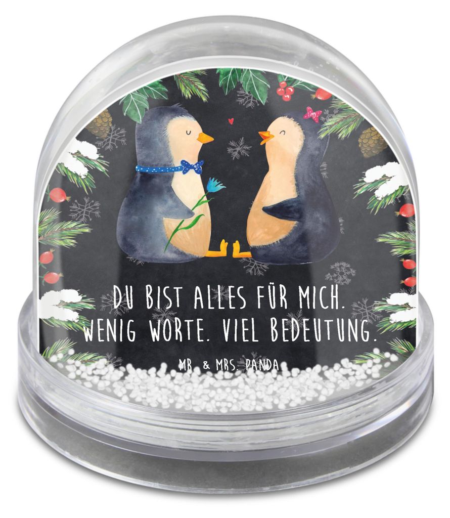 Mr. & Mrs. Panda Schneekugel Pinguin Pärchen - Kreidetafel - Geschenk, Hochzeitsgeschenk, Weihnachten, Hochzeit, Deko, dekoartikel, Hochzeitstag, ...