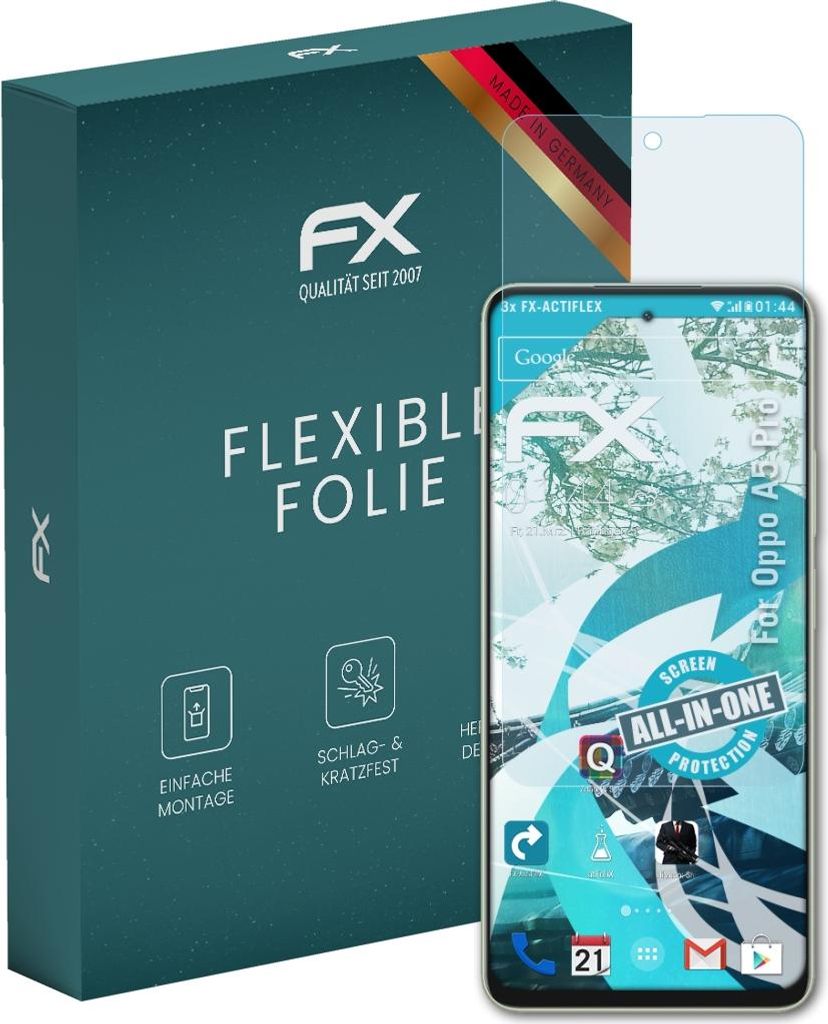 atFoliX FX-ActiFleX 3x Schutzfolie kompatibel mit Oppo A5 Pro Folie