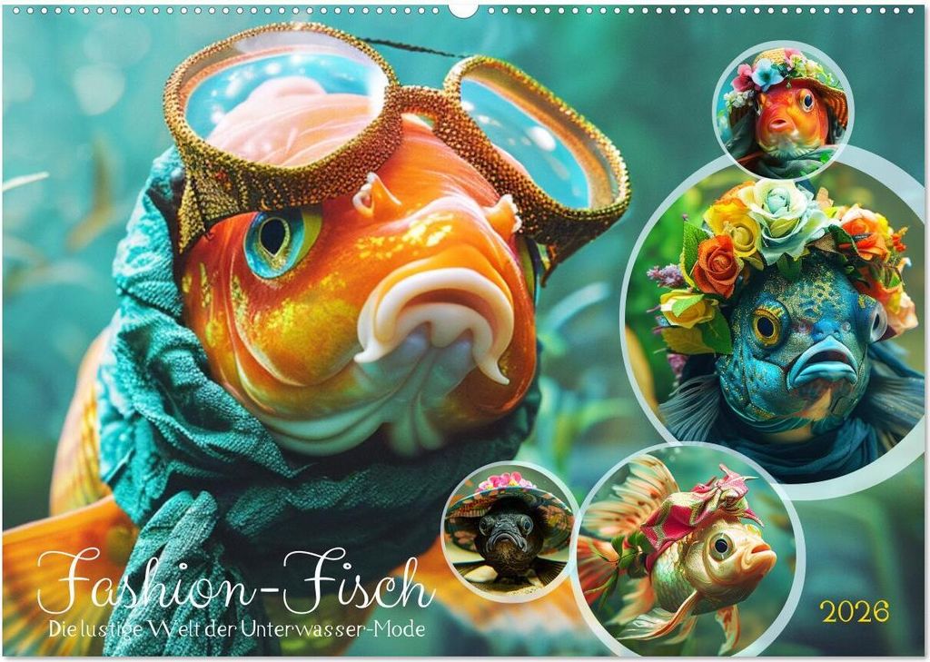 Fashion-Fisch. Die lustige Welt der Unterwasser-Mode (Wandkalender 2026 DIN A2 quer), CALVENDO Monatskalender