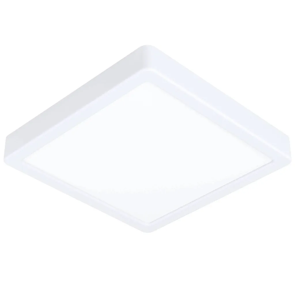 EGLO Plafoniera LED Fueva 5, 21 cm, apparecchio a plafone in acciaio e superficie luminosa in plastica, plafoniera in bianco, lampada a plafone LED bianco caldo