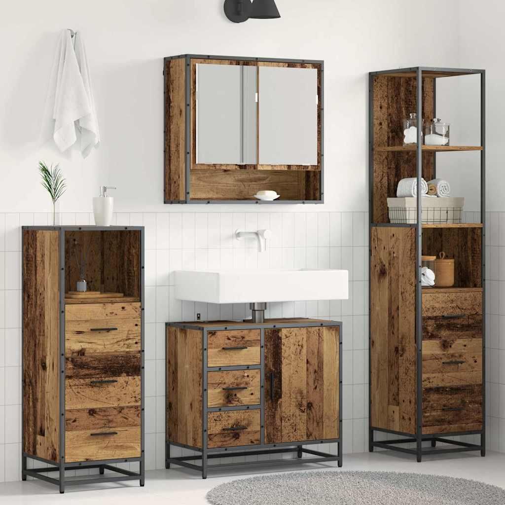 Maison Exclusive - Badezimmermöbel-Set mit Schubladen 4 pcs Altholz Holzwerkstoff