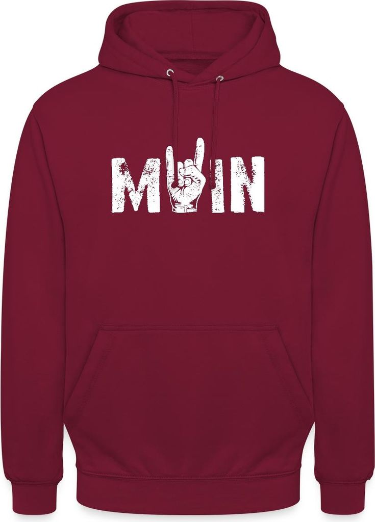 Spreadshirt Moin Rock n Roll Gruß Aus Dem Norden Musik Rocker Uni Hoodie, XL, Bordeaux