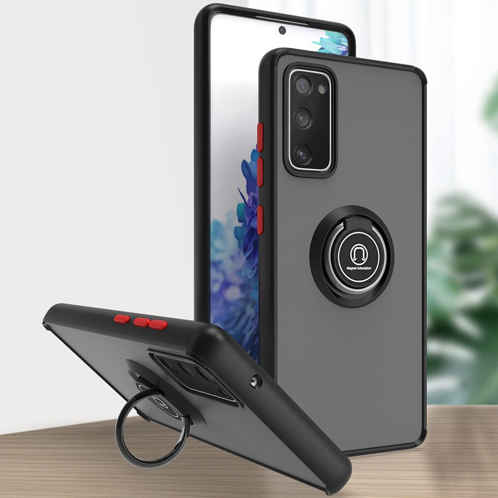 Samsung S20 FE Hülle, Ring Halter Ständer Matte Transluzent TPU Rahmen Stoßfest Schutzhülle für Samsung Galaxy S20 FE 5G/S20 FE 2022 Dunkelgrau