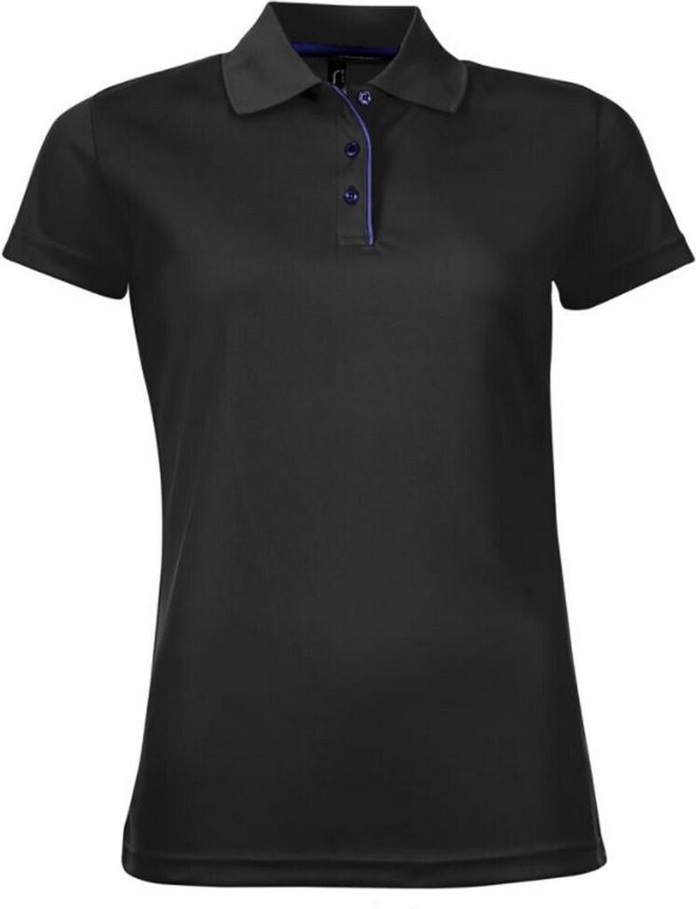 SOLS Damen Performer Pique Polo-Shirt, Kurzarm PC2161 (XL) (Schwarz)