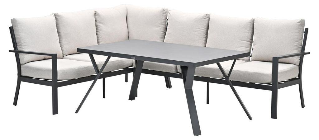 Garden Impressions Sergio Lounge-Dining Set 3-teilig - Links - carbon black - desert sand