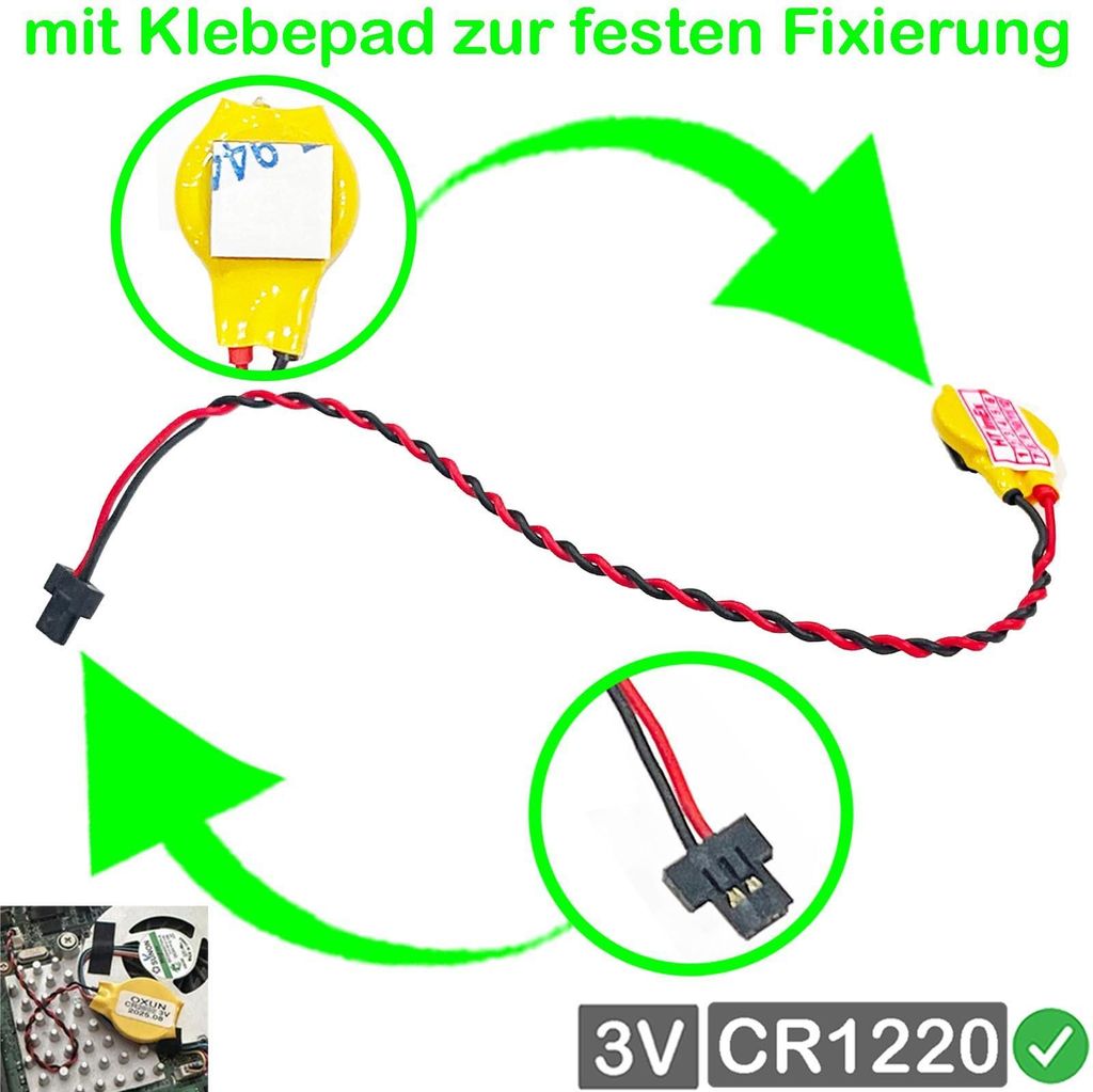 Version 12,5cm - RTC BIOS CMOS Batterie Battery für Acer Aspire 6930, 6930Z