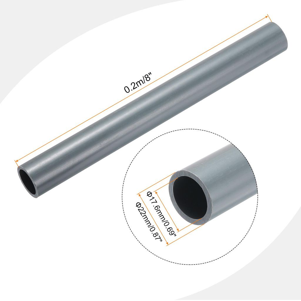 PVC Rohr, Durchmesser 17.6mm L?nge 0.2m Rund Kunststoffrohr fš¹r Garten, Aquarium, Wasserleitung, Kabelkanal, lš¹ftungsrohr (Hellgrau)