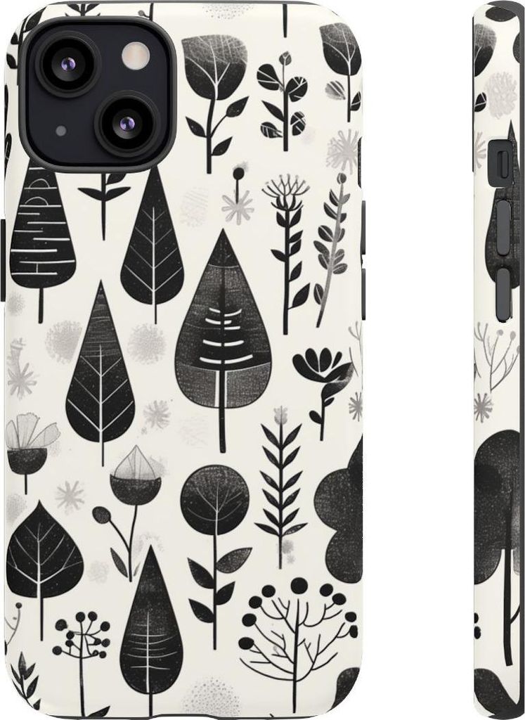 Monochromes botanisches Muster – Hülle Kompatibel mit iPhone 13
