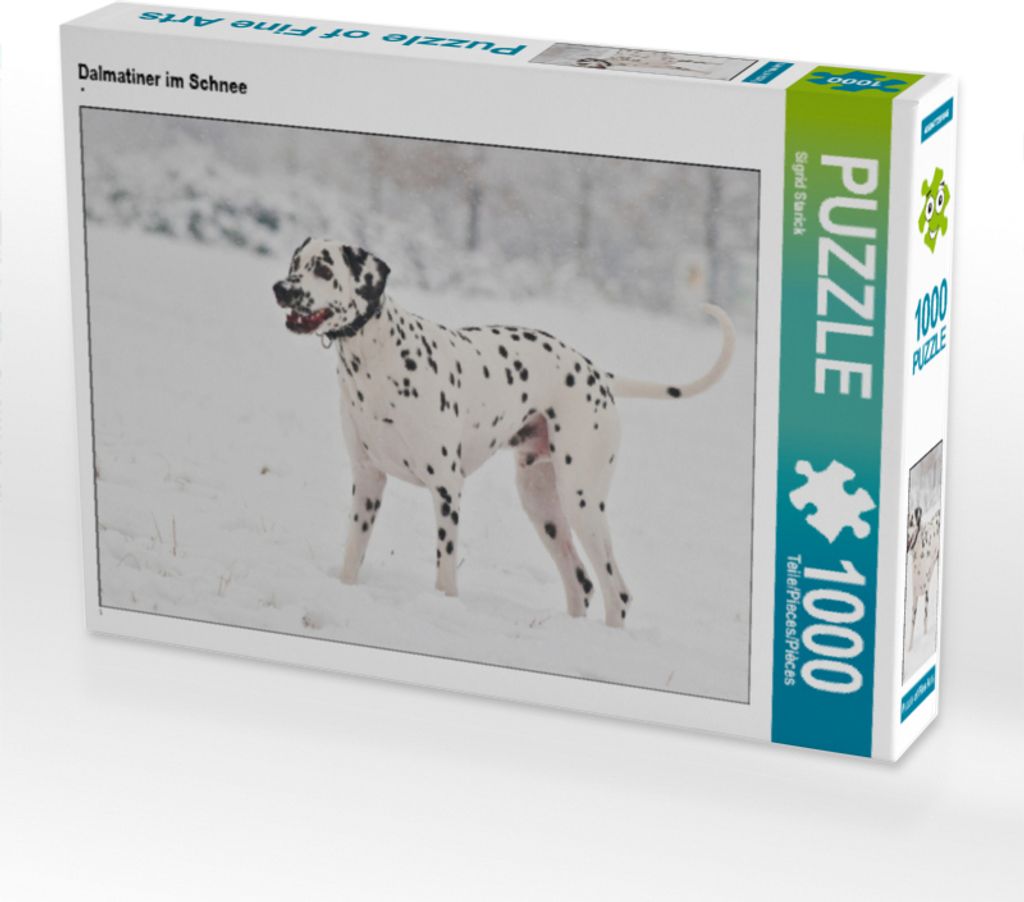 CALVENDO Puzzle Dalmatiner im Schnee | 1000 Teile Lege-Größe 64x48cm Foto-Puzzle für glückliche Stunden