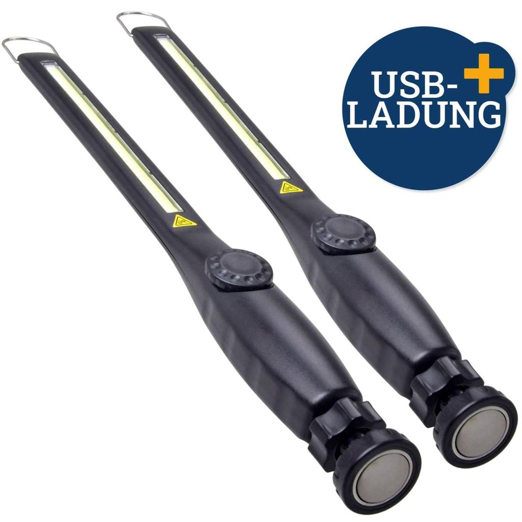 2x COB LED Akku USB Arbeitsleuchte KFZ Werkstatt-Leuchte Hand-Lampe Inspektion