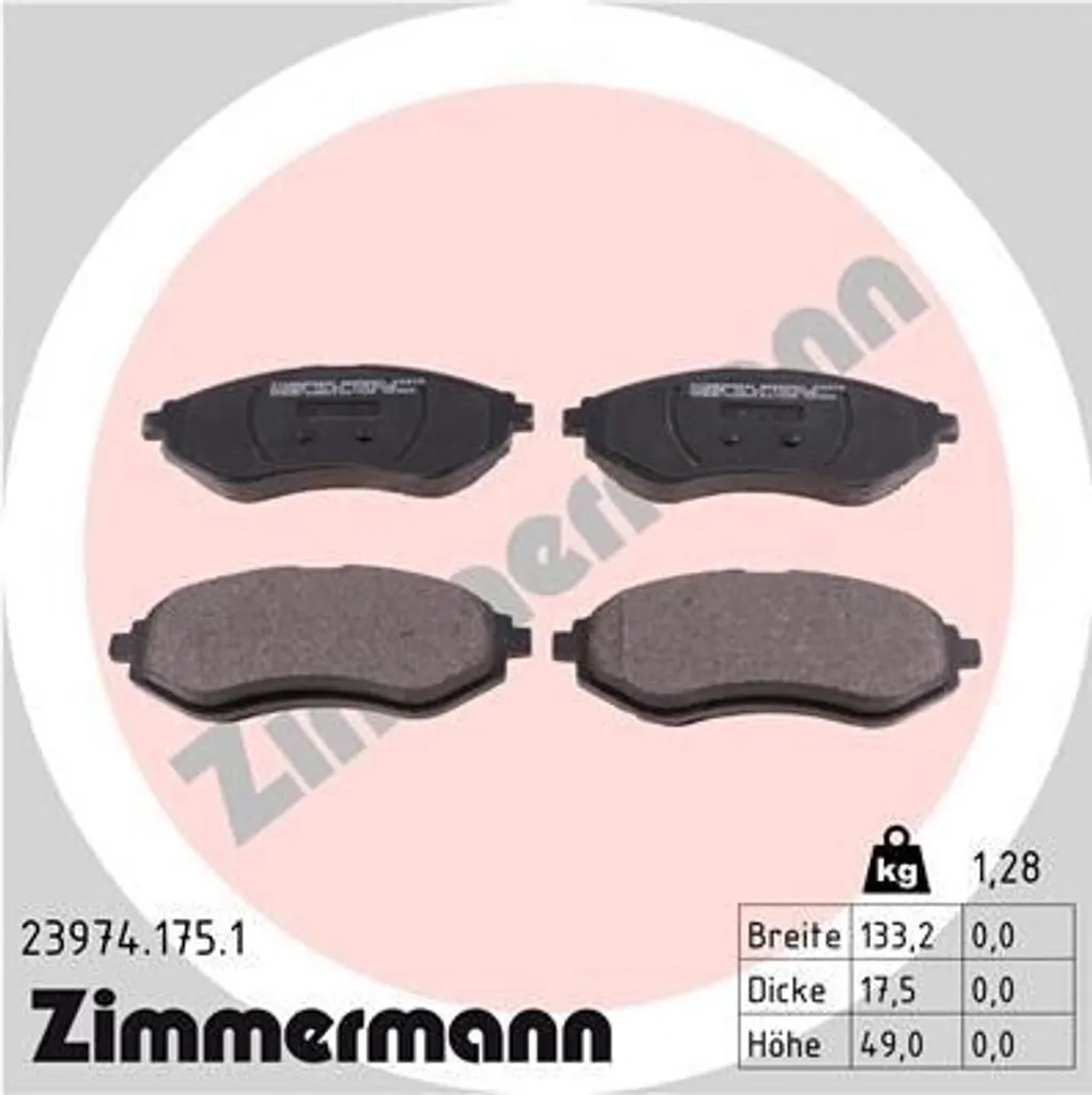 Plaquettes de frein Zimmermann 23974.175.1 anti-bruit pour Aveo T250 T255