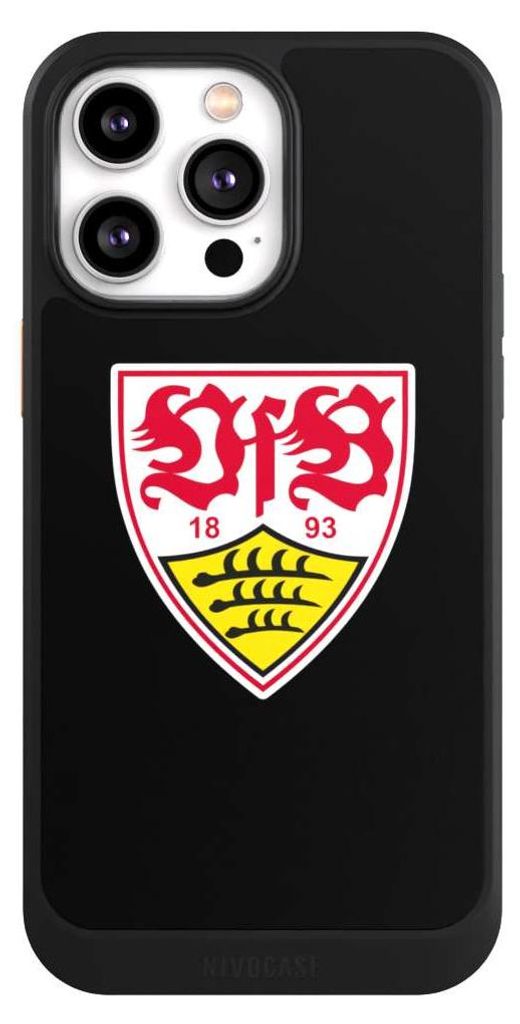 NIVOCASE Hülle für Apple iPhone 14 Pro Max Handyhülle NIVOcore Case Schwarz Offizielles Lizenzprodukt VfB Stuttgart Wappen