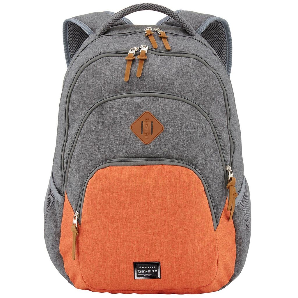 travelite Freizeitrucksack Rucksack mit Laptopfach Basic Melange Backpack 22L Grey / Orange mehrfarbig