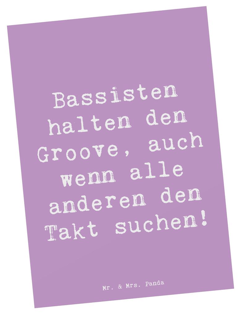 Mr. & Mrs. Panda Postkarte Spruch Bassgitarre Groove - Lavendeltraum - Geschenk, Bassist, Postkarten, Instrumente, Ansichtskarte, neue Klänge, Ans...
