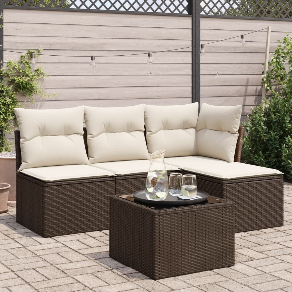 Maison Exclusive - 5-tlg. Garten-Sofagarnitur mit Kissen Braun Poly Rattan