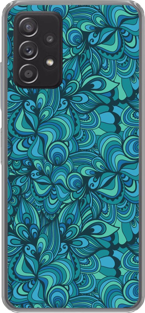 MuchoWow Handyhülle Schutzhülle Hülle für Telefoonhoesje Samsung Galaxy A53 5G Design - Vintage - Blau - Türkis Silikon Softcase Handy Hüll...