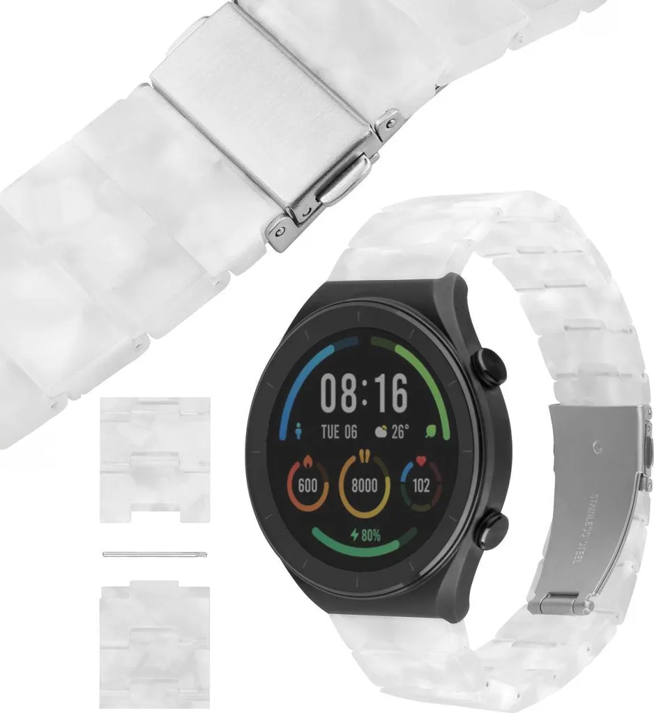 Bracelet QuickRelease 18mm en Résine Fixe avec Finition Perle Chic