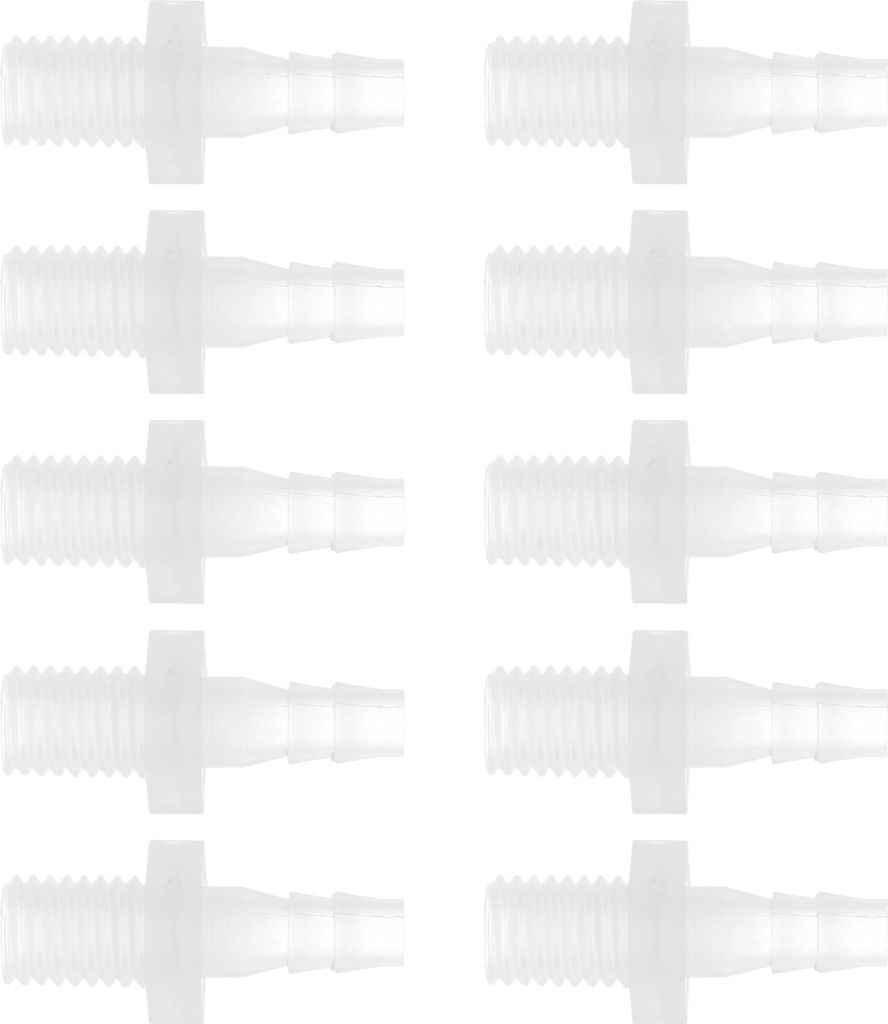 Kunststoff-Schlauchstutzen, 15/64" Schlauch M10 Außengewinde Adapter Verbinder PP Transparent, 10 Stück