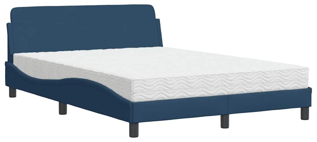 vidaXL Bett mit Matratze "Dover" Blau 120x200 cm Stoff