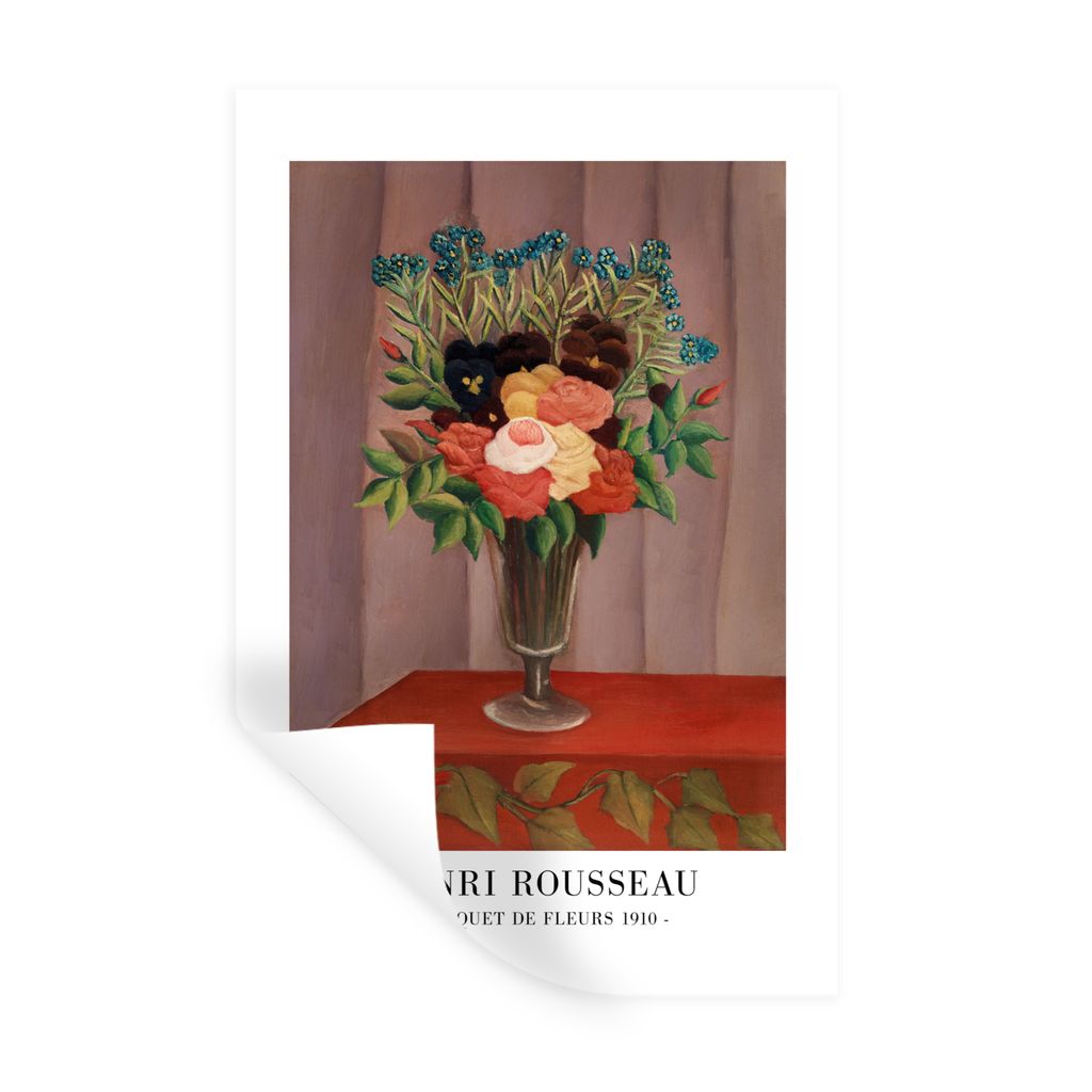 MuchoWow Wandtattoo Wandsticker Wandaufkleber Blumen - Pflanzen - Vintage - Rousseau - Alte Meister 40x60 cm Selbstklebend und Repositionierbar -...