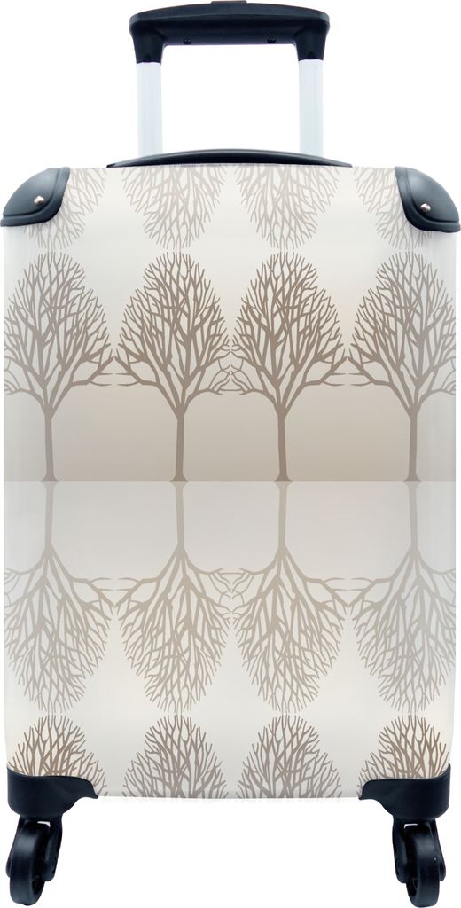 MuchoWow MuchoWow Koffer Handgepäck Trolley Rollkoffer Kleine Reisekoffer mit 4 Rollen - Design - Bäume - Wald - Cabin Size < 55x40x23 cm & 5...