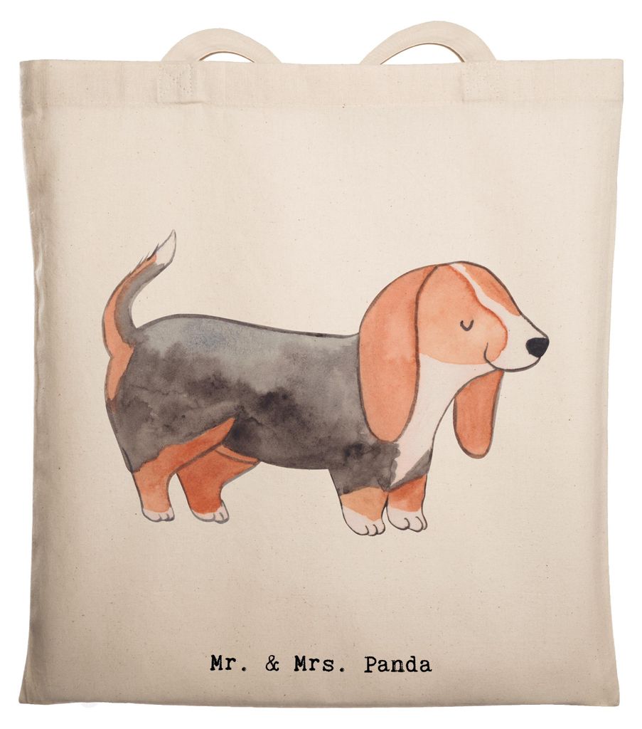 Mr. & Mrs. Panda Stoffbeutel Basset Hound Moment - Transparent - Geschenk, dokumententasche, Shopping Tasche, canvas, Tote Bag, Uni, Jutebeutel