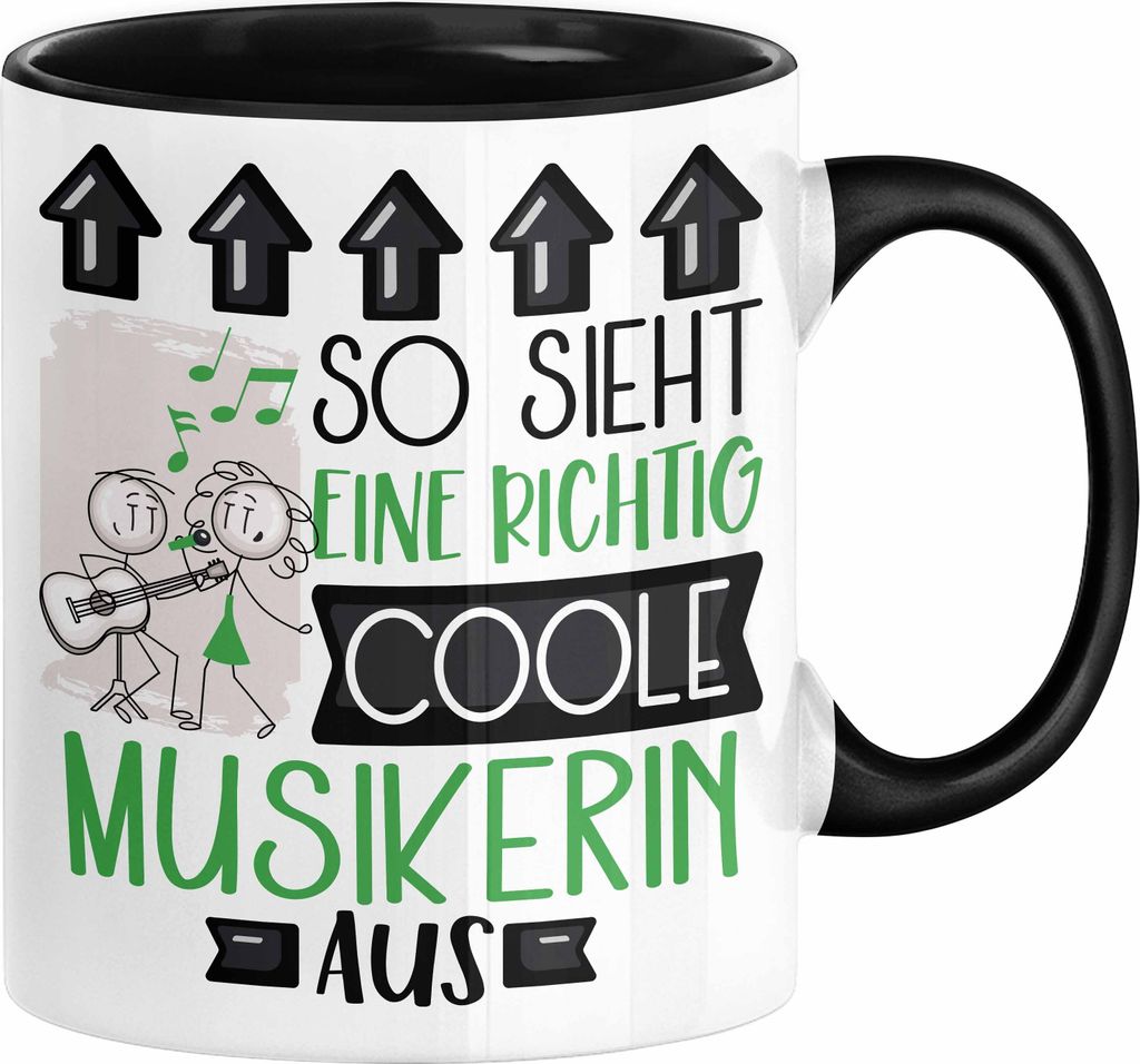 Musikerin Geschenk Tasse Lustig Geschenkidee für Musikerin Geburtstag So Sieht Eine Richtig Coole Musikerin Aus Frauen Spruch (Schwarz)