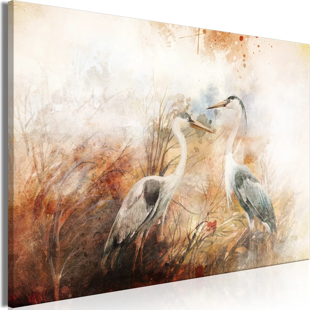 Quadro su tela italiano - Aironi a caccia (1 parte) Largo 120x80 cm Animali g-C-10000-b-a