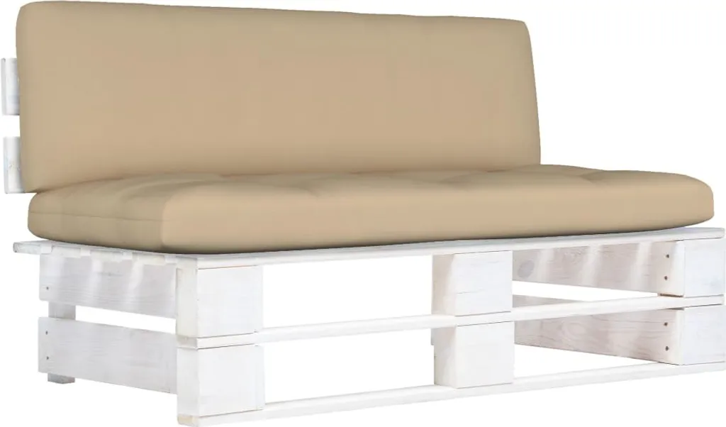 Canapé central d'extérieur en bois de pin imprégné blanc pour palette