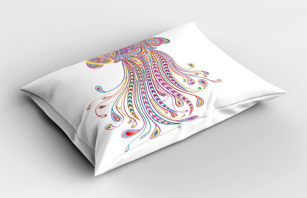 ABAKUHAUS Qualle Kopfkissenbezug, Doodle Art bunte Quallen mit verschiedenen Verzierungen Abstrakte Illustration, 40x80 cm, Mehrfarbig