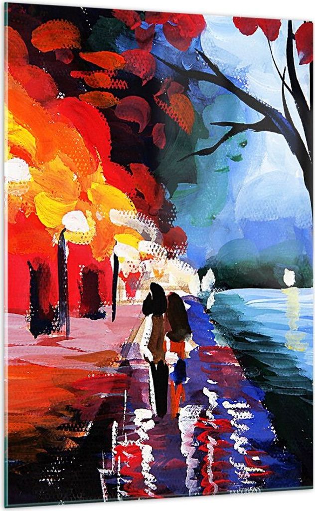 Bilder auf glas - Einteilig - Grafik Abbildung See Abend - 70x100cm - Glasbilder - Wandbilder - Bilder - Wanddekoration aus Glas - Glas Bilder - Wa...