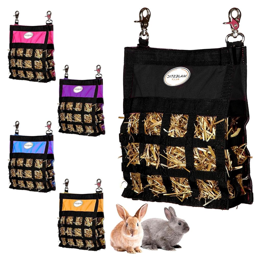 Heu-Futterstation für Meerschweinchen und Kaninchen – Hochwertiges, strapazierfähiges Nylon – DREI Seiten für langsames Fressen geöffnet (s...