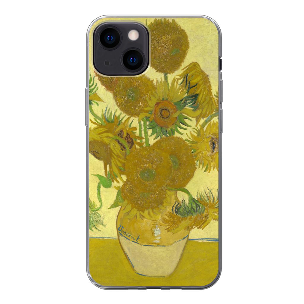 MuchoWow Handyhülle Schutzhülle Hülle für iPhone 13 Sonnenblumen - Vincent van Gogh Silikon Softcase Handy Hülle - Karteninhaber