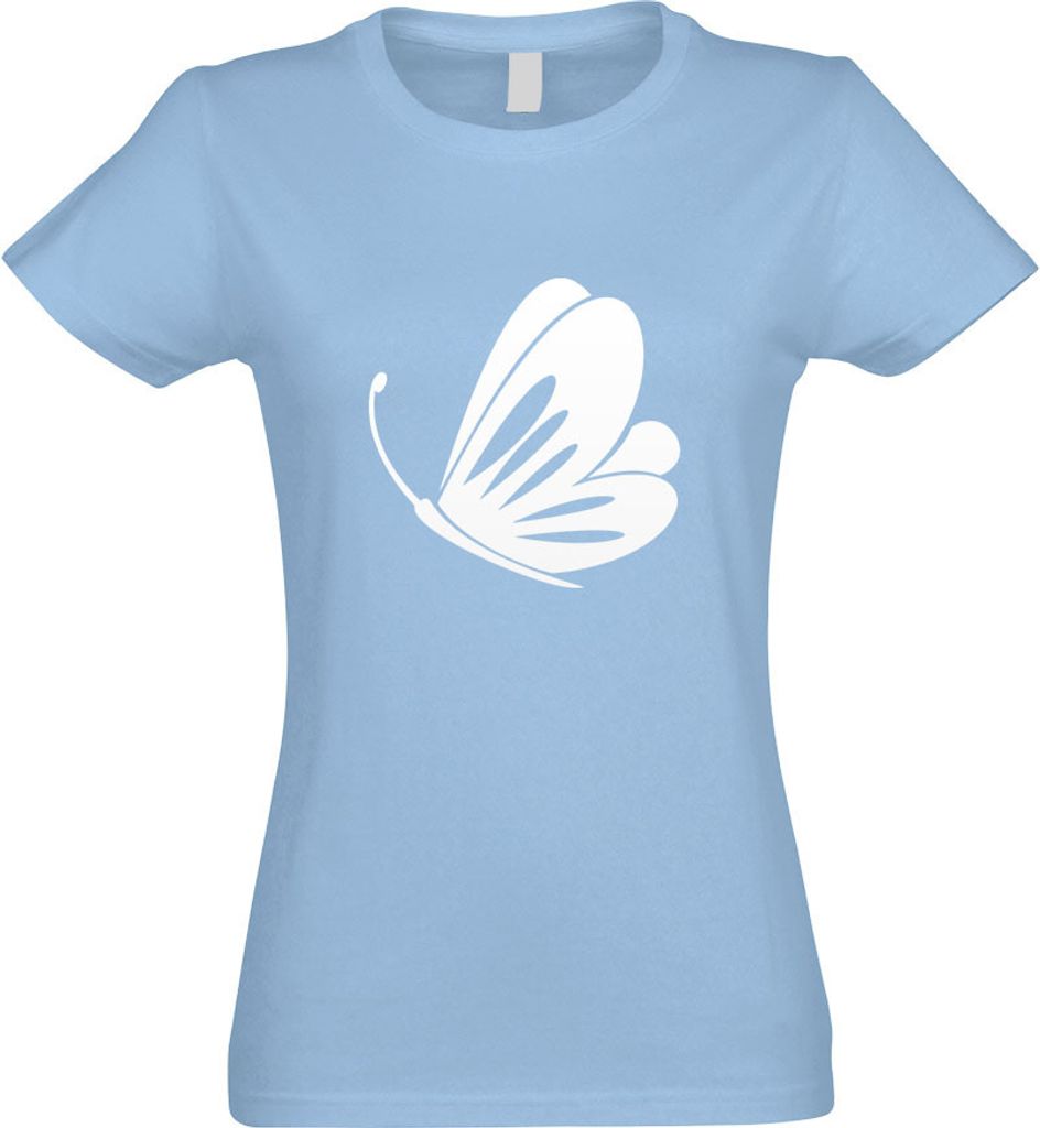 Kiwistar - T-Shirt tailliert - Damen - himmelblau - Schmetterling Nr 1 - mit Motiv Bedruckt - Funshirt Design - Sport - Freizeit - Damen - XXL
