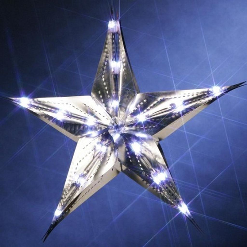 LED Weihnachtsstern silber 10 LED 35cm Batteriebetrieb 003-59