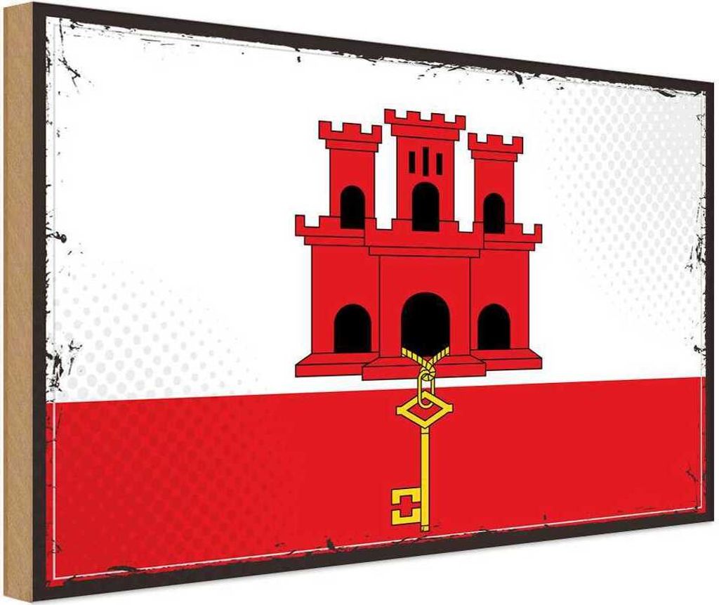 vianmo Holzschild 12x18 cm Gibraltars Gibraltar Flagge Fahne Wappen