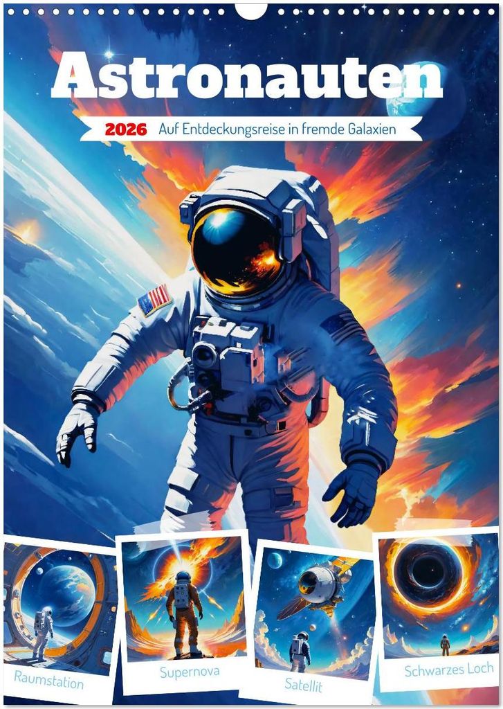 Astronauten. Auf Entdeckungsreise in fremde Galaxien (Wandkalender 2026 DIN A3 hoch), CALVENDO Monatskalender