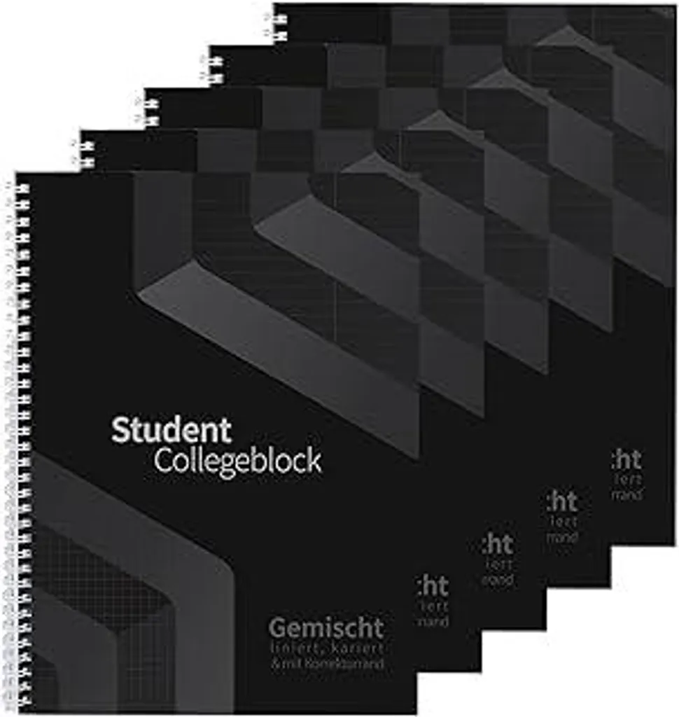 Blocco College DUO Student Nero A4 - 5 Pezzi Carta 80g per Studenti