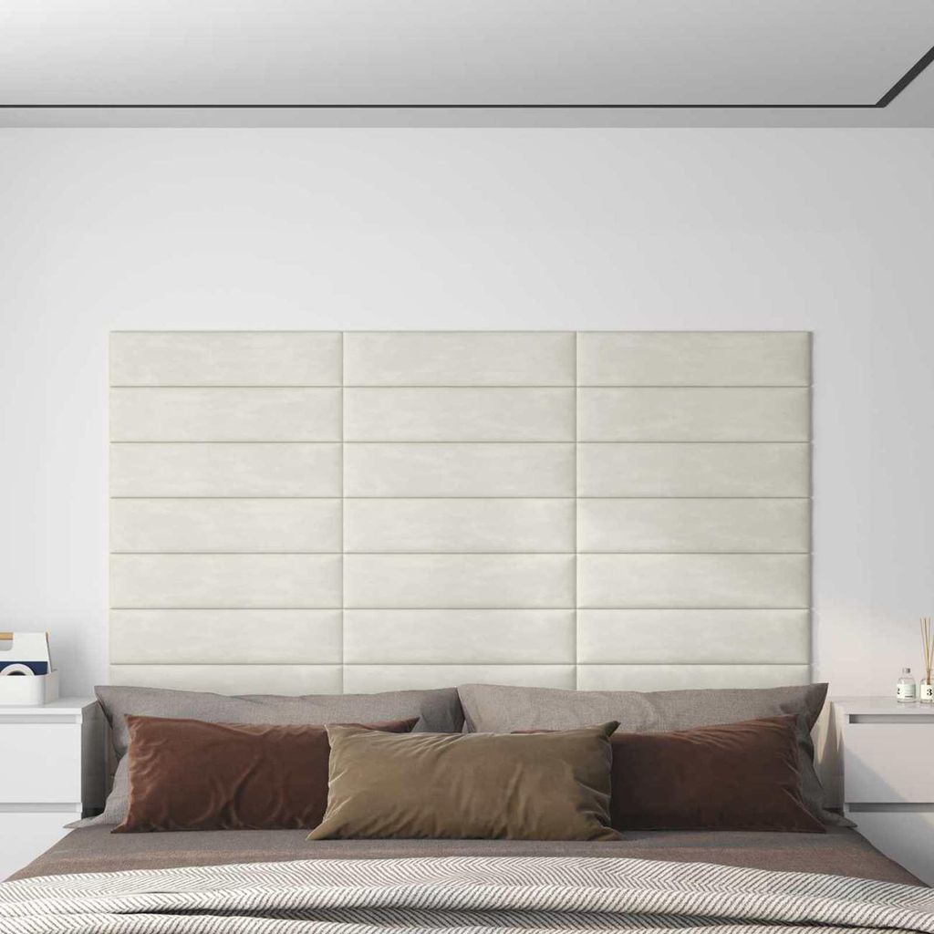"Schlussverkauf" Wandkopfteilen 12 pcs - Creme 60x15 cm Samt - Kopfteile C173