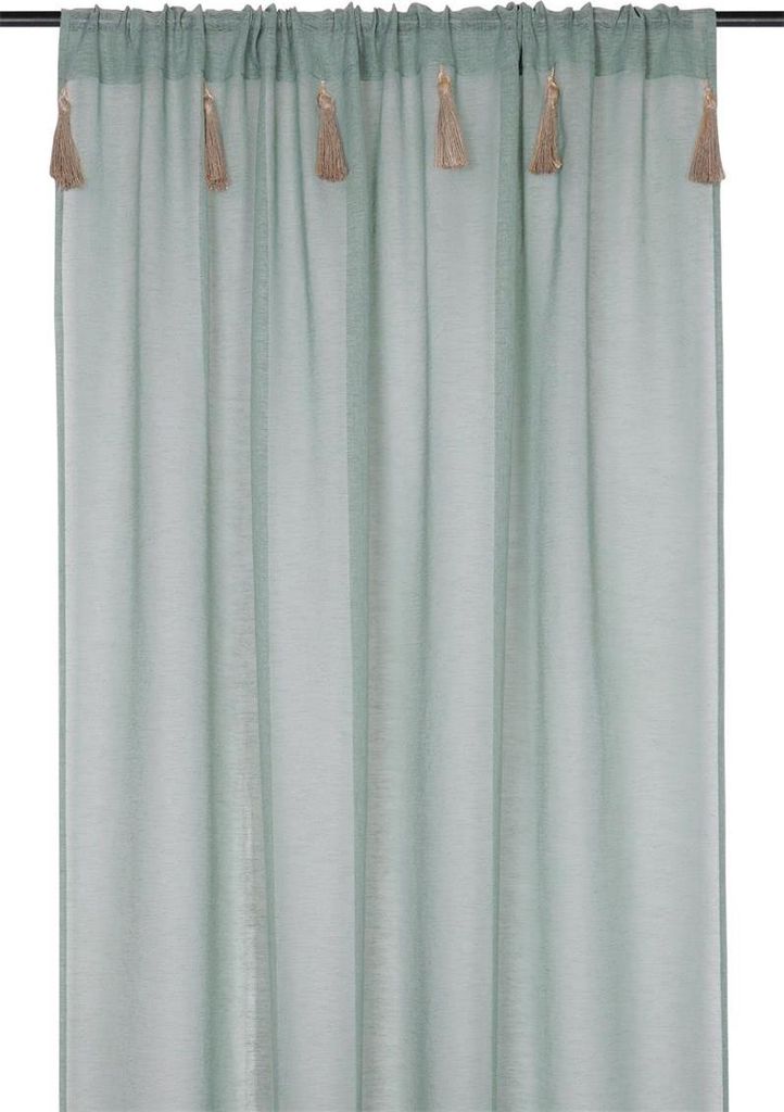 Boho-Vorhang IBIZA 140x260 salbeigrün Produktbild 