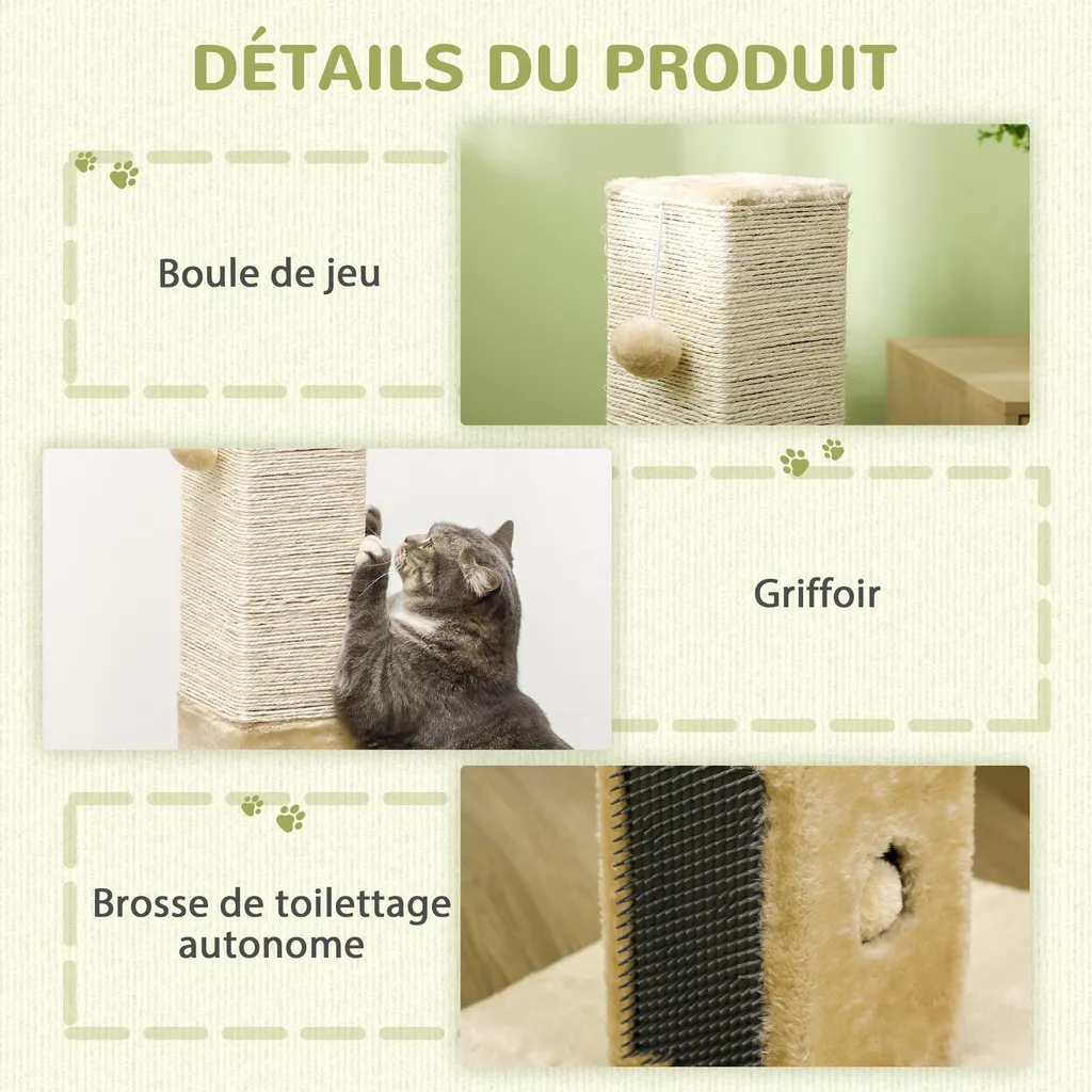 Protégez vos Canapés avec ce Poteau Griffoir Chat 79 cm Multifonction - 4