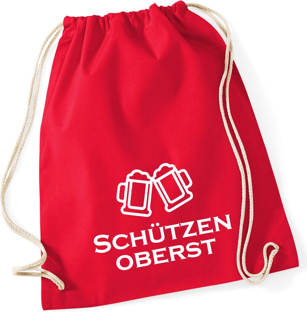 Huuraa Turnbeutel Schützenoberst Schützenfest 12 Liter Classic Red Baumwolle Rucksack Geschenkidee
