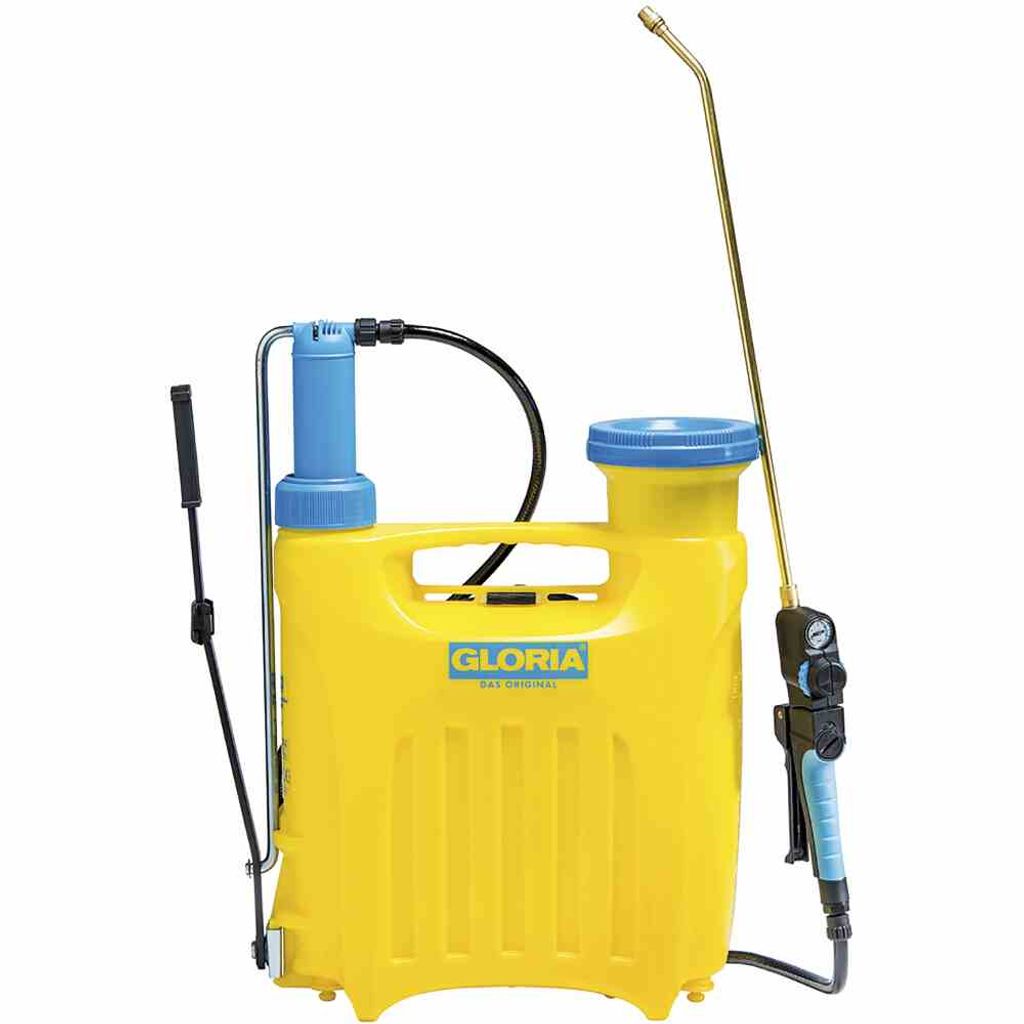 GLORIA Hobby 1200, Rucksack-Gartenspritzer, 12 l, 12 l, Blau, Gelb, Kunststoff, Messing