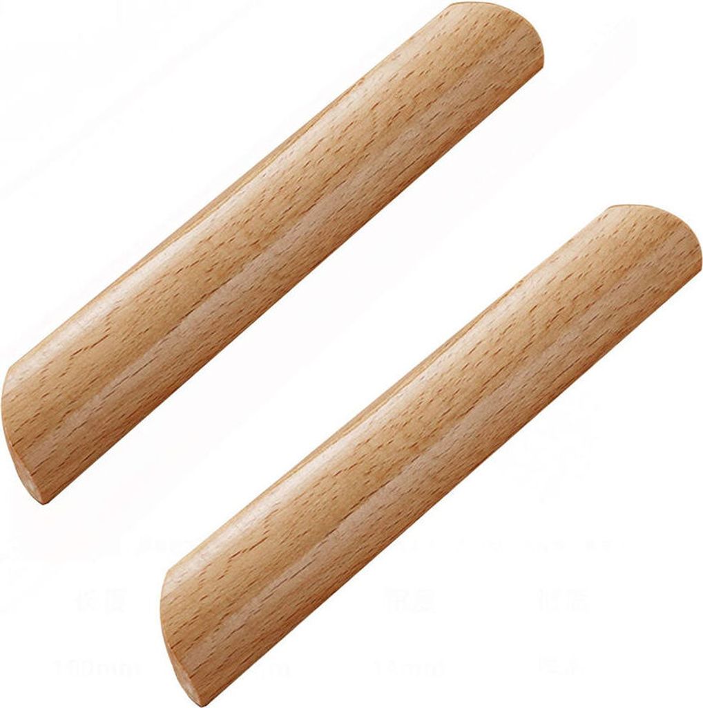 10 Stück Schrankgriffe aus Holz, fächerförmiger Möbel-/Schubladengriff mit Schrauben, Mittenabstand 160 mm