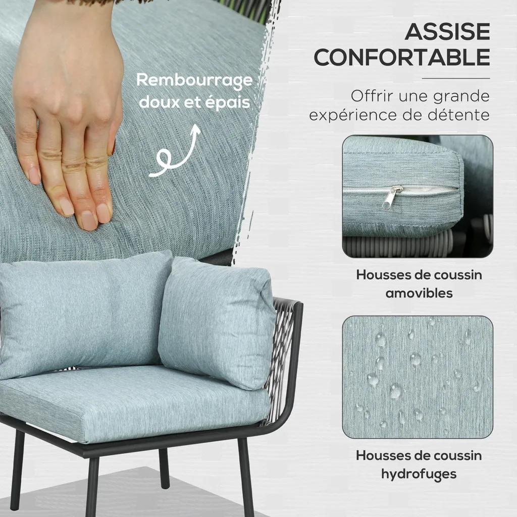 Aménagement terrasse avec salon d'angle de jardin et table basse grise - 4