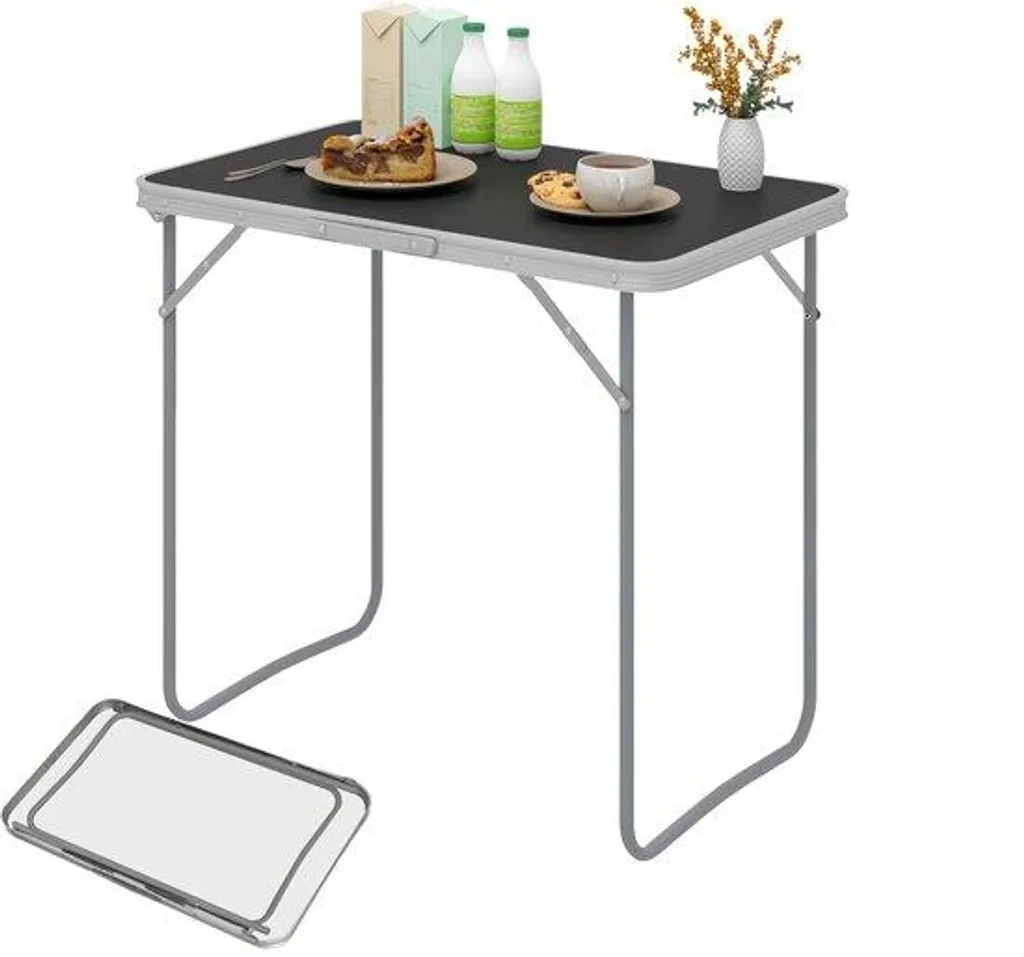Petite table pliante stable en métal noir pour balcons et terrasses exigus