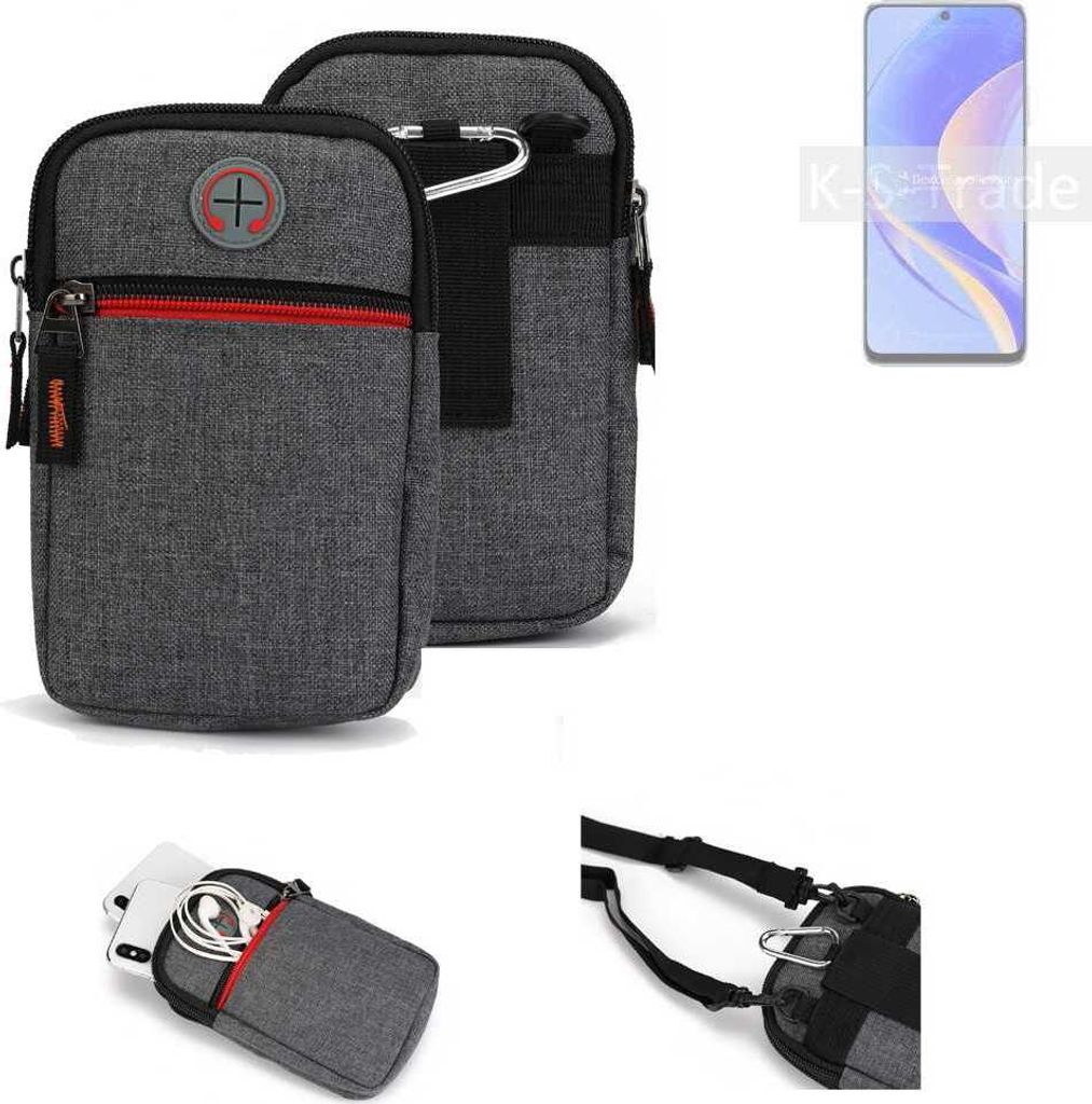 K-S-Trade Holster Gürteltasche kompatibel mit Huawei nova Y90 Handy Tasche Schutz Hülle grau Zusatzfächer 1x